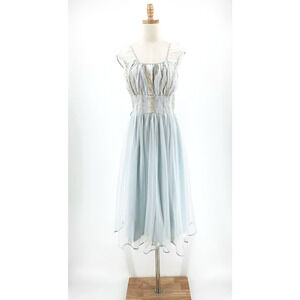 Vintage Carillon Midi Slip Dress 38/Medium Embroidered Coquette Fairy Ethereal